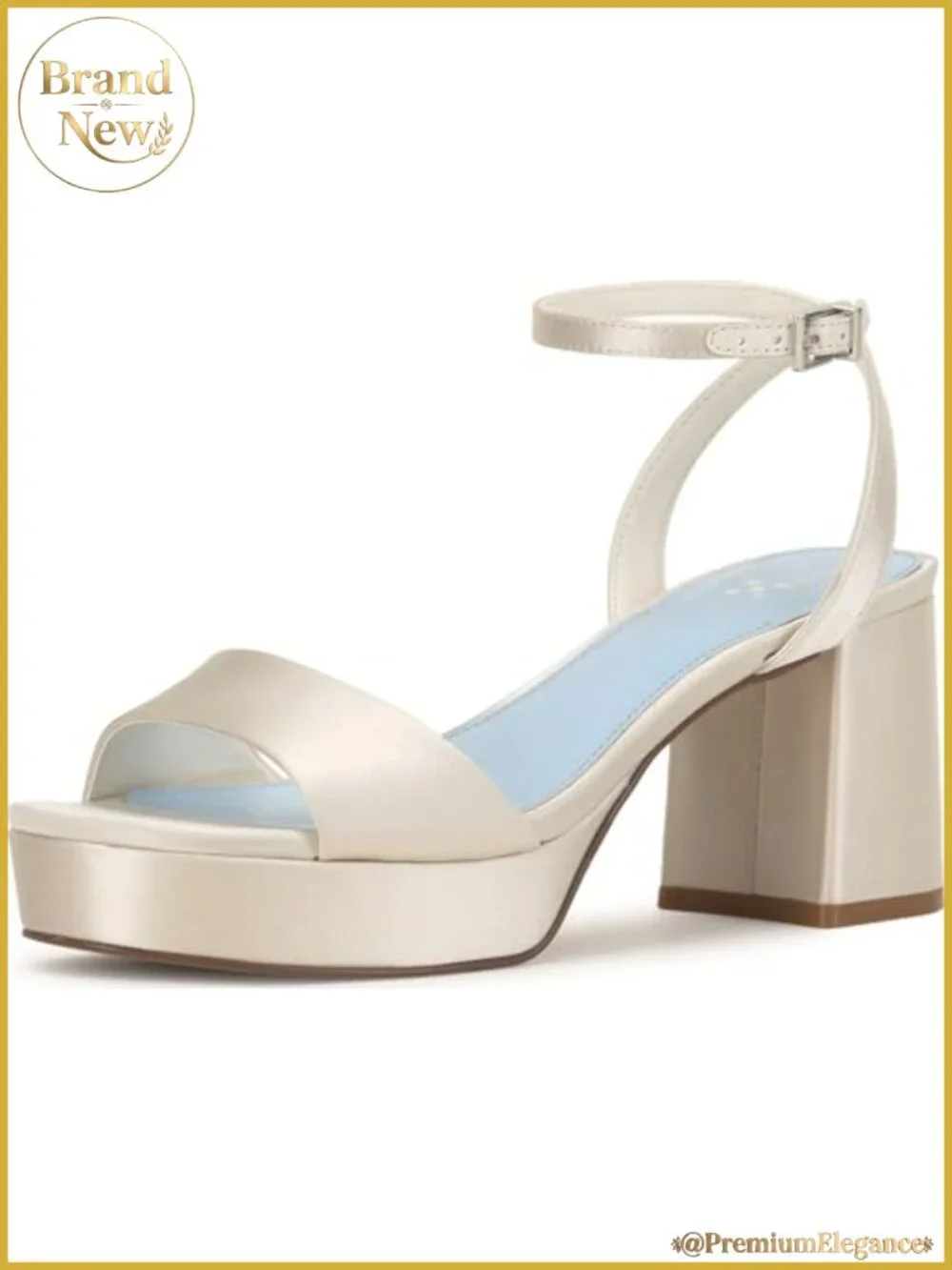 Women's Platform Sandals with Leather Upper, Chunky Block Heel, Ankle Strap